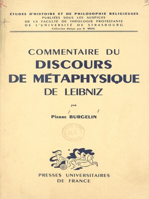 cover image of Commentaire du Discours de Métaphysique, de Leibniz